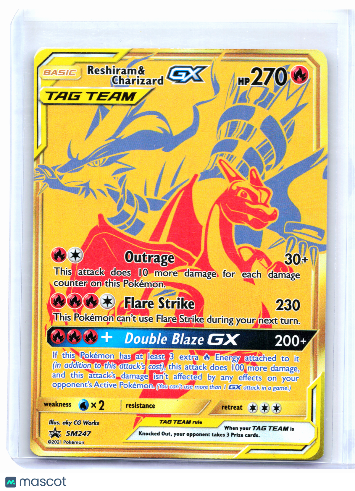 2021 Pokemon—Reshiram & Charizard GX #SM247 SM Promos—Black Star Promo Gold