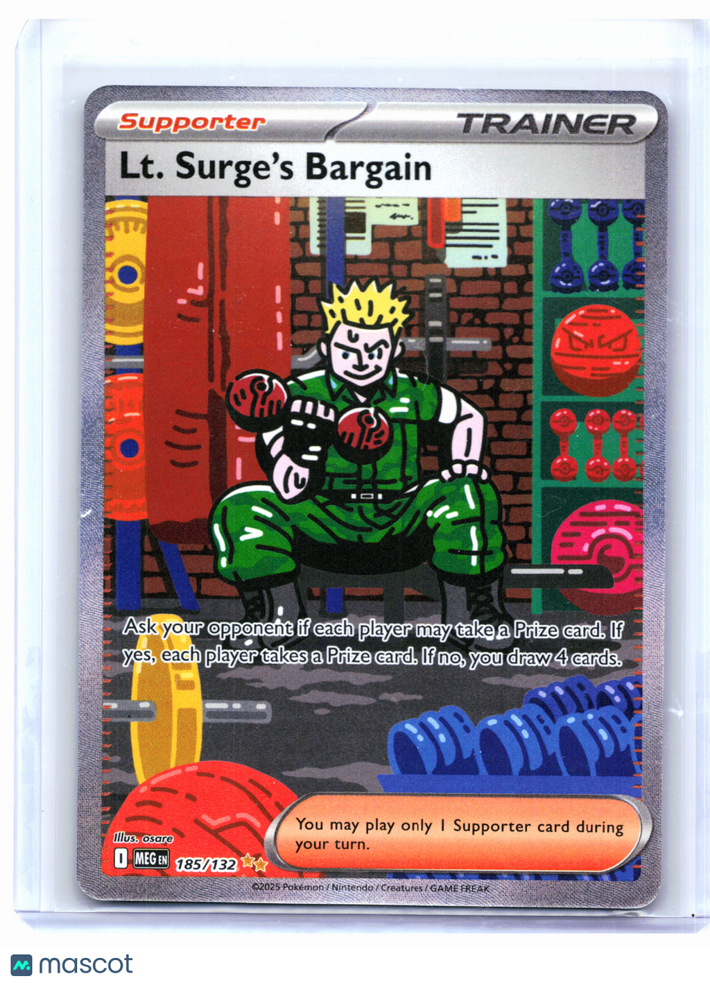 2025 Pokemon—Lt. Surge's Bargain #185/132 Mega Evolution Base Set—SIR Holo