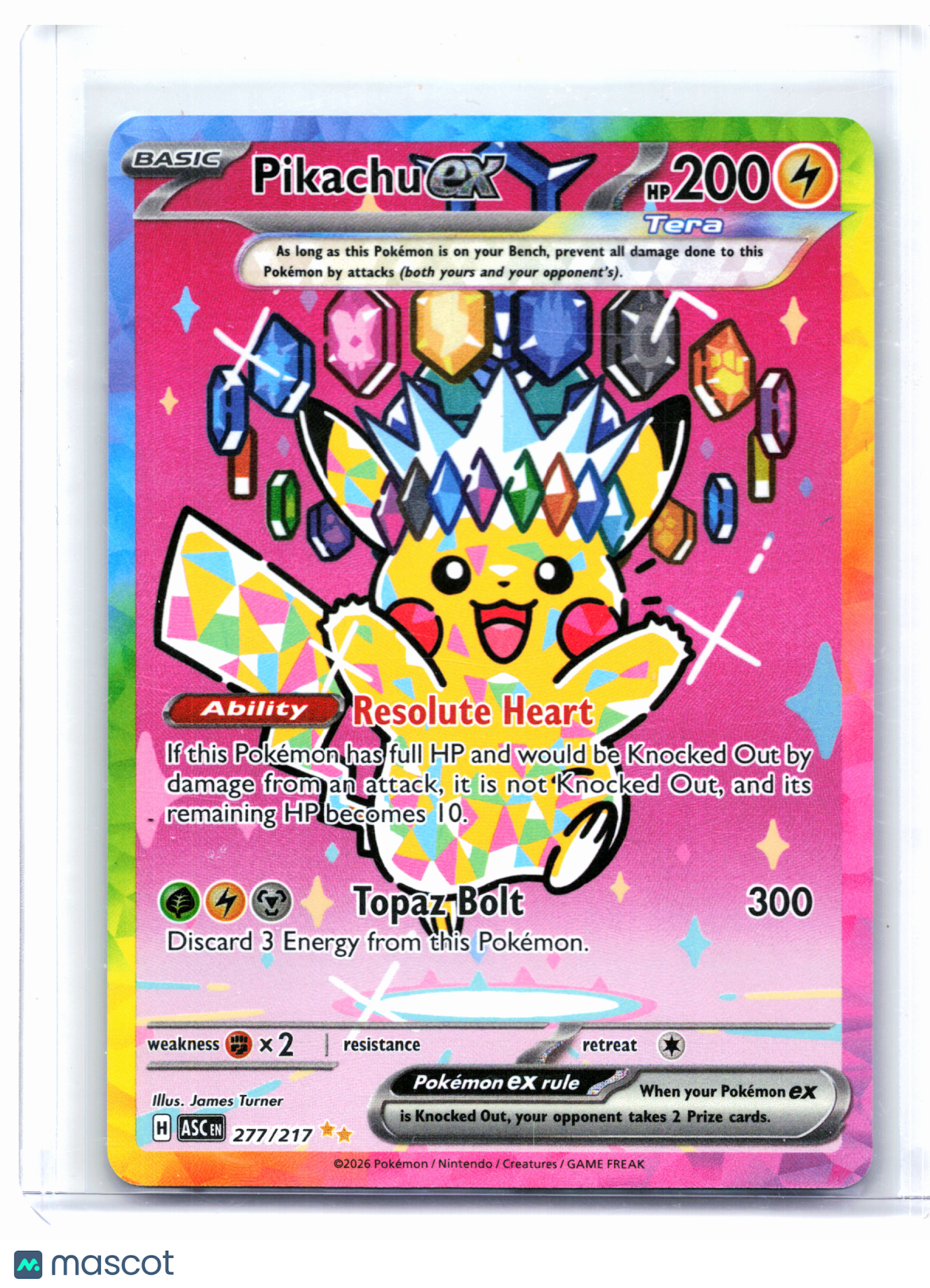 2026 Pokemon—Pikachu ex #277/217 Ascended Heroes—Special Illustration Rare Holo