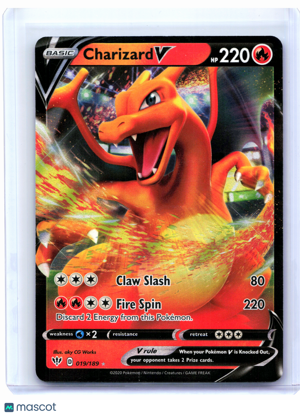 2020 Pokemon—Charizard V #019/189 Darkness Ablaze—Ultra Rare Holo