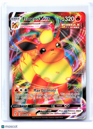 2021 Pokemon—Flareon VMAX #018/203 Evolving Skies—Ultra Rare Holo