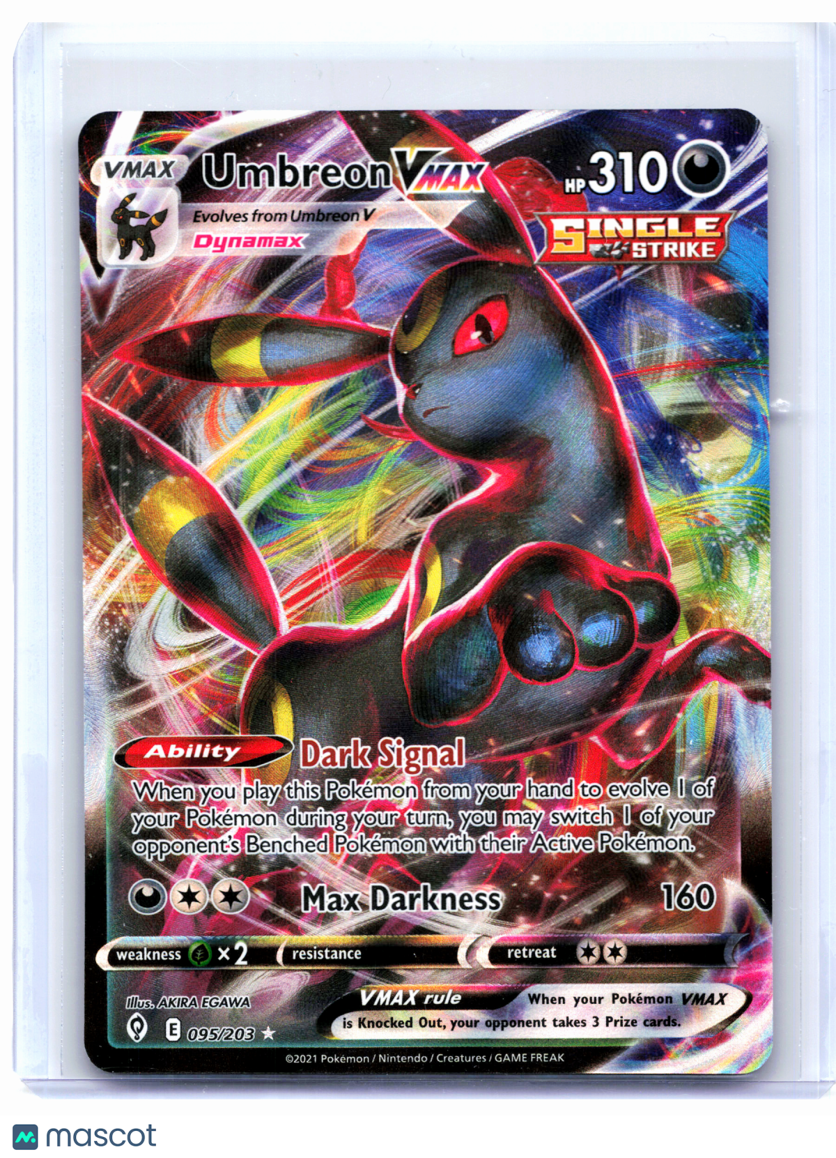 2021 Pokemon—Umbreon VMAX #095/203 Evolving Skies—Ultra Rare Holo