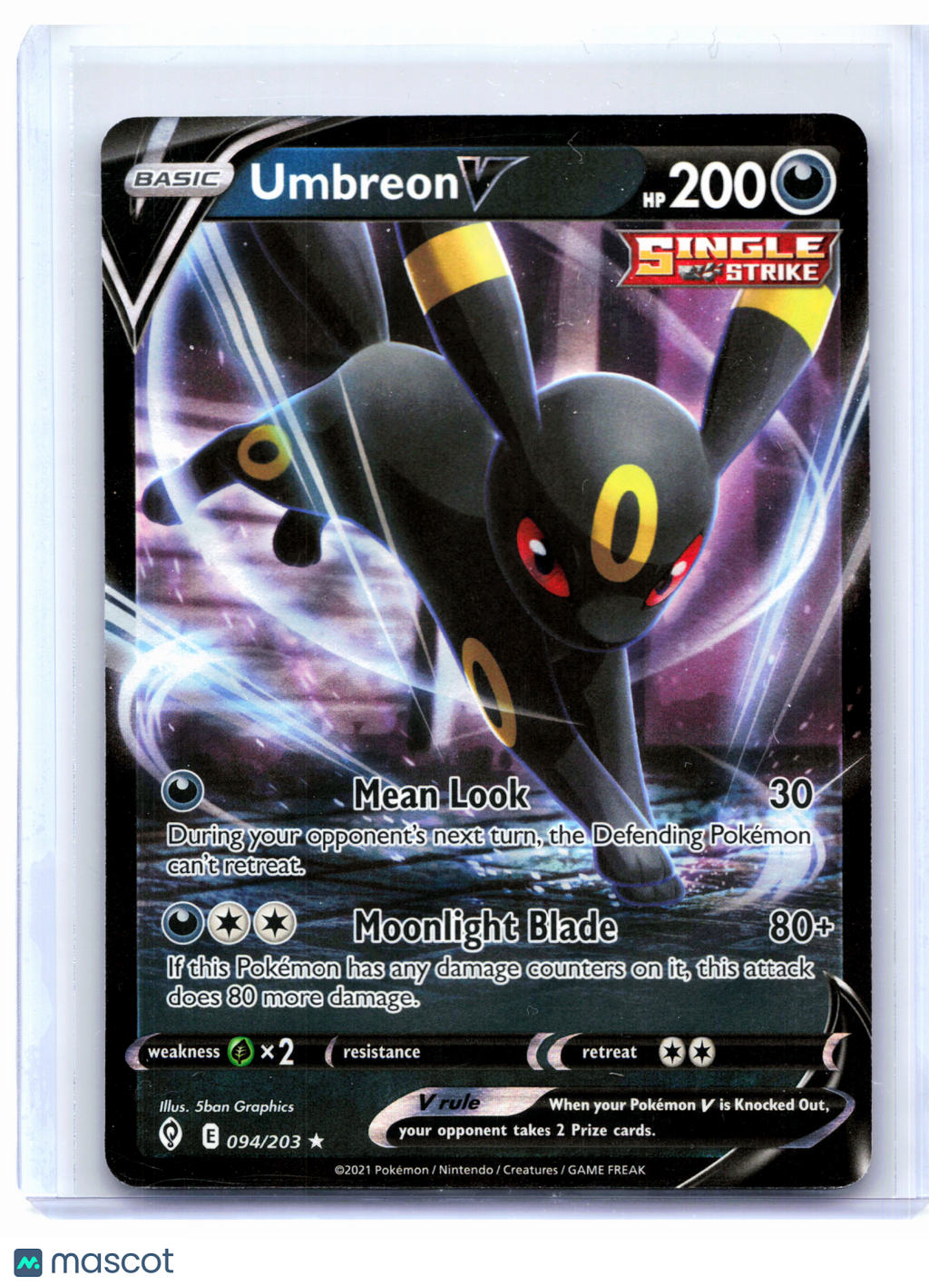 2021 Pokemon—Umbreon V #094/203 Evolving Skies—Ultra Rare Holo