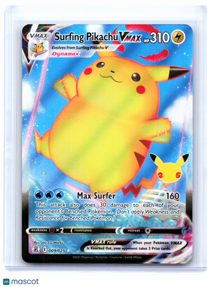 2021 Pokemon—Surfing Pikachu VMAX #009/025 Celebrations—Ultra Rare Holo