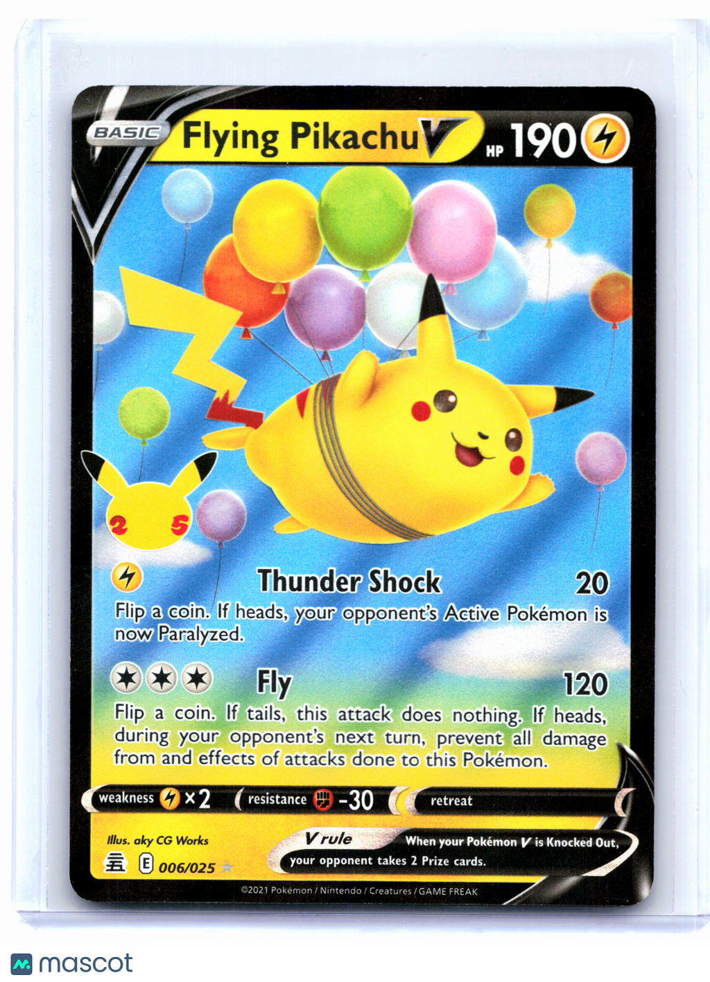 2021 Pokemon—Flying Pikachu V #006/025 Celebrations—Ultra Rare Holo