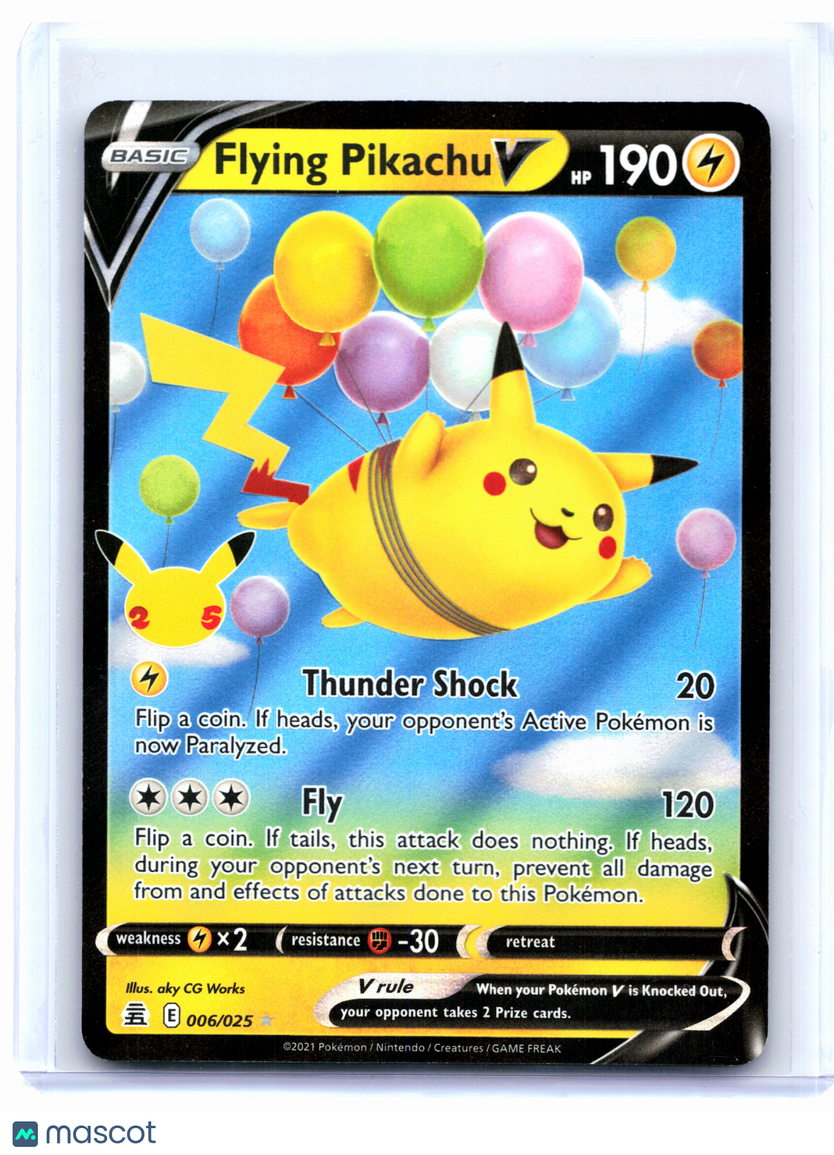 2021 Pokemon—Flying Pikachu V #006/025 Celebrations—Ultra Rare Holo