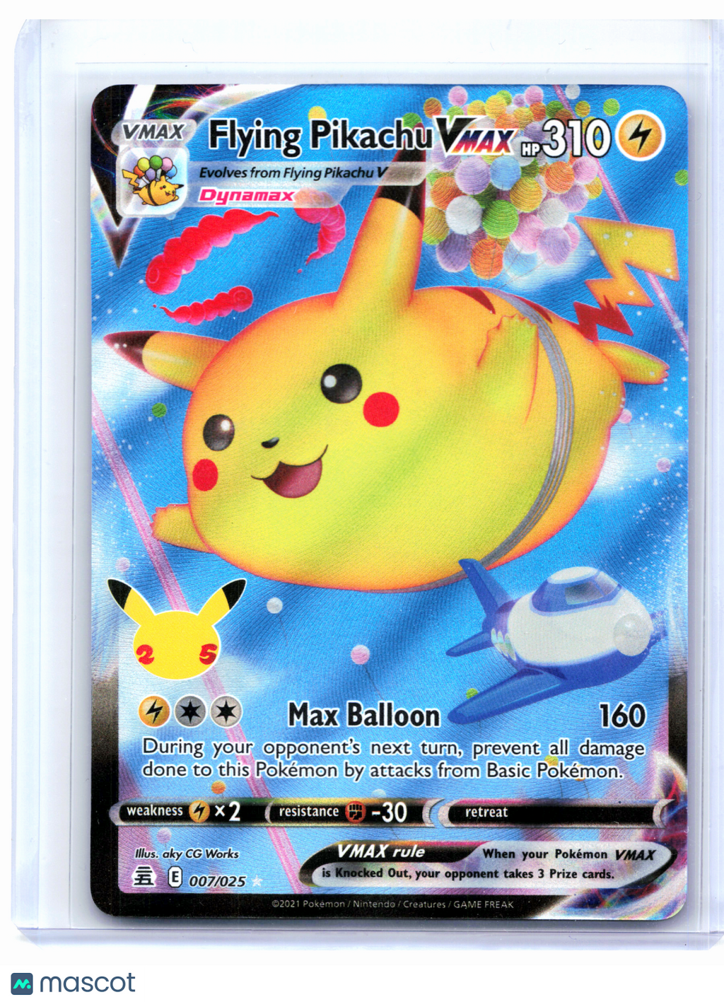 2021 Pokemon—Flying Pikachu VMAX #007/025 Celebrations—Ultra Rare Holo ...