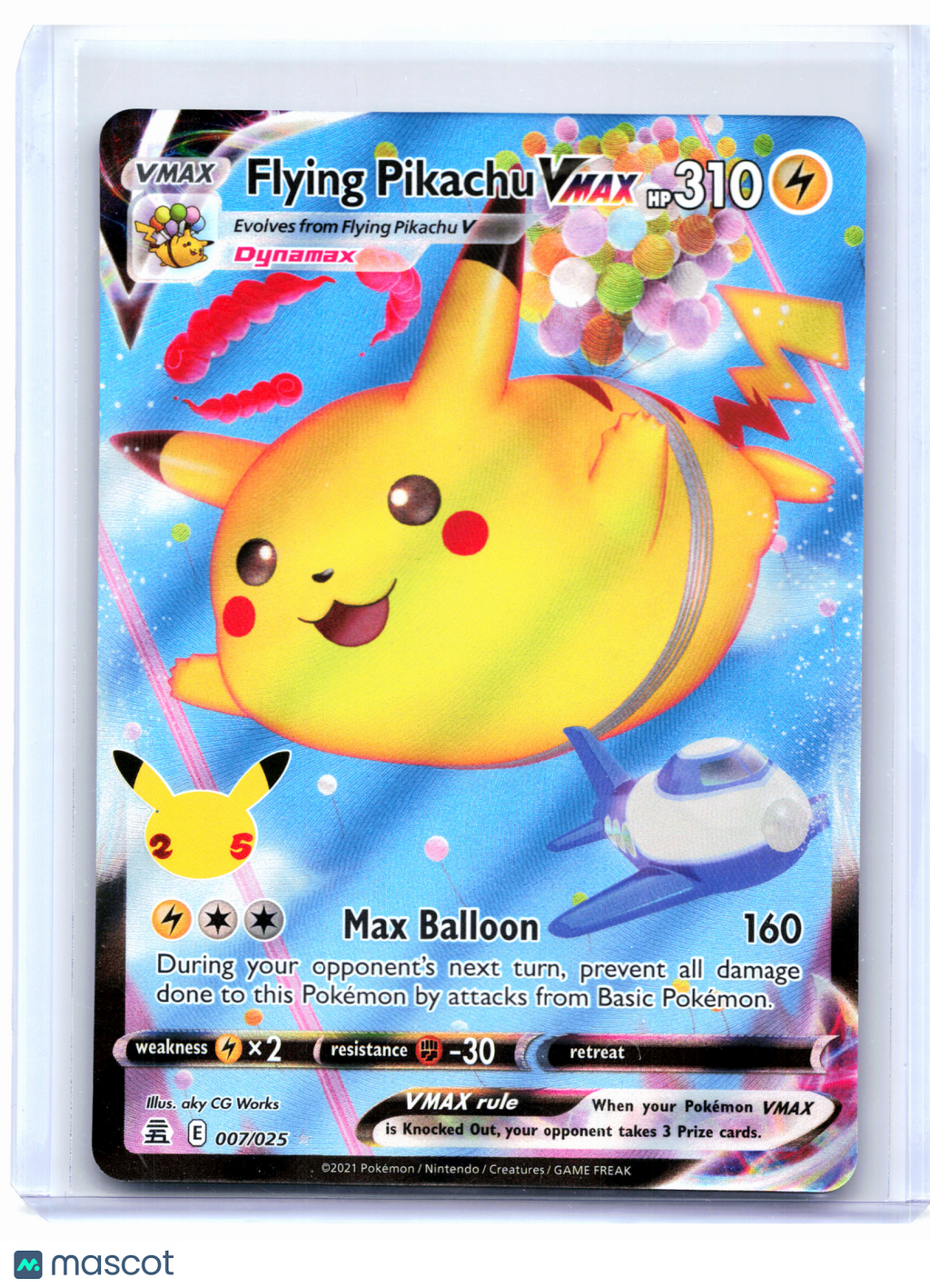 2021 Pokemon—Flying Pikachu VMAX #007/025 Celebrations—Ultra Rare Holo ...