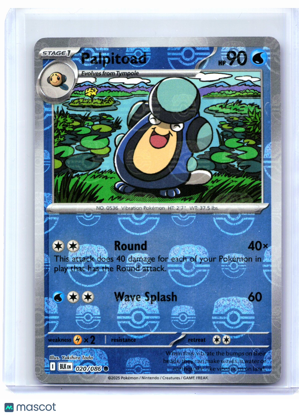 2025 Pokemon—Palpitoad (Master Ball Pattern) #020/086 Black Bolt—Reverse Holo