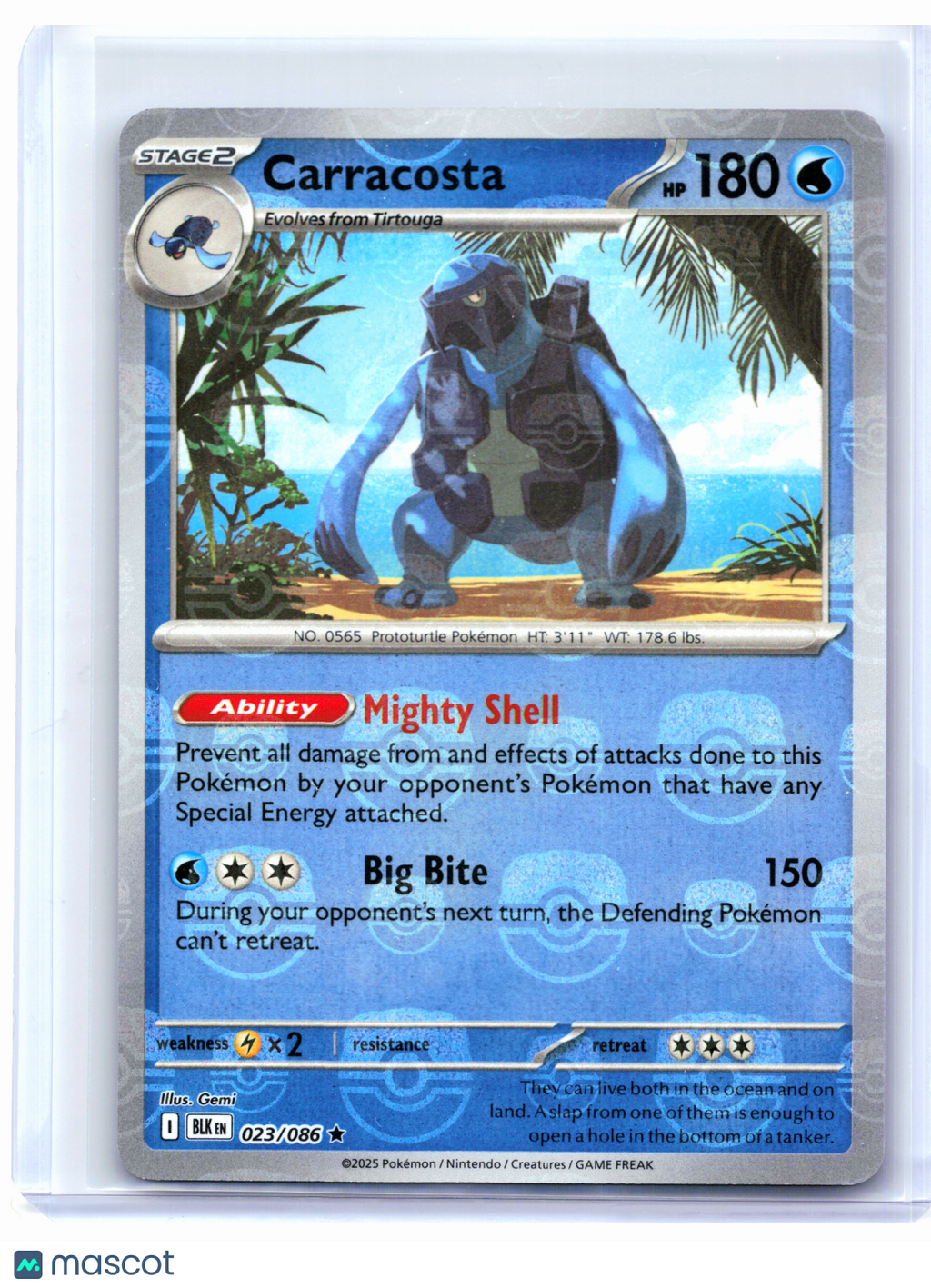 2025 Pokemon—Carracosta (Master Ball Pattern) #023/086 Black Bolt—Reverse Holo