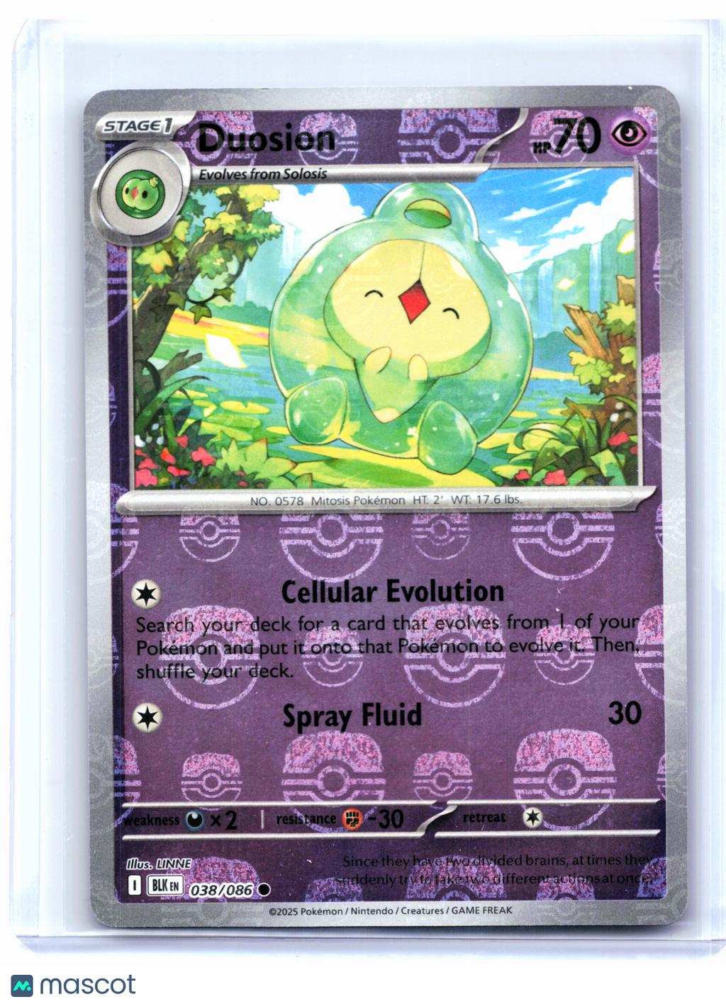 2025 Pokemon—Duosion (Master Ball Pattern) #038/086 Black Bolt—Reverse Holo