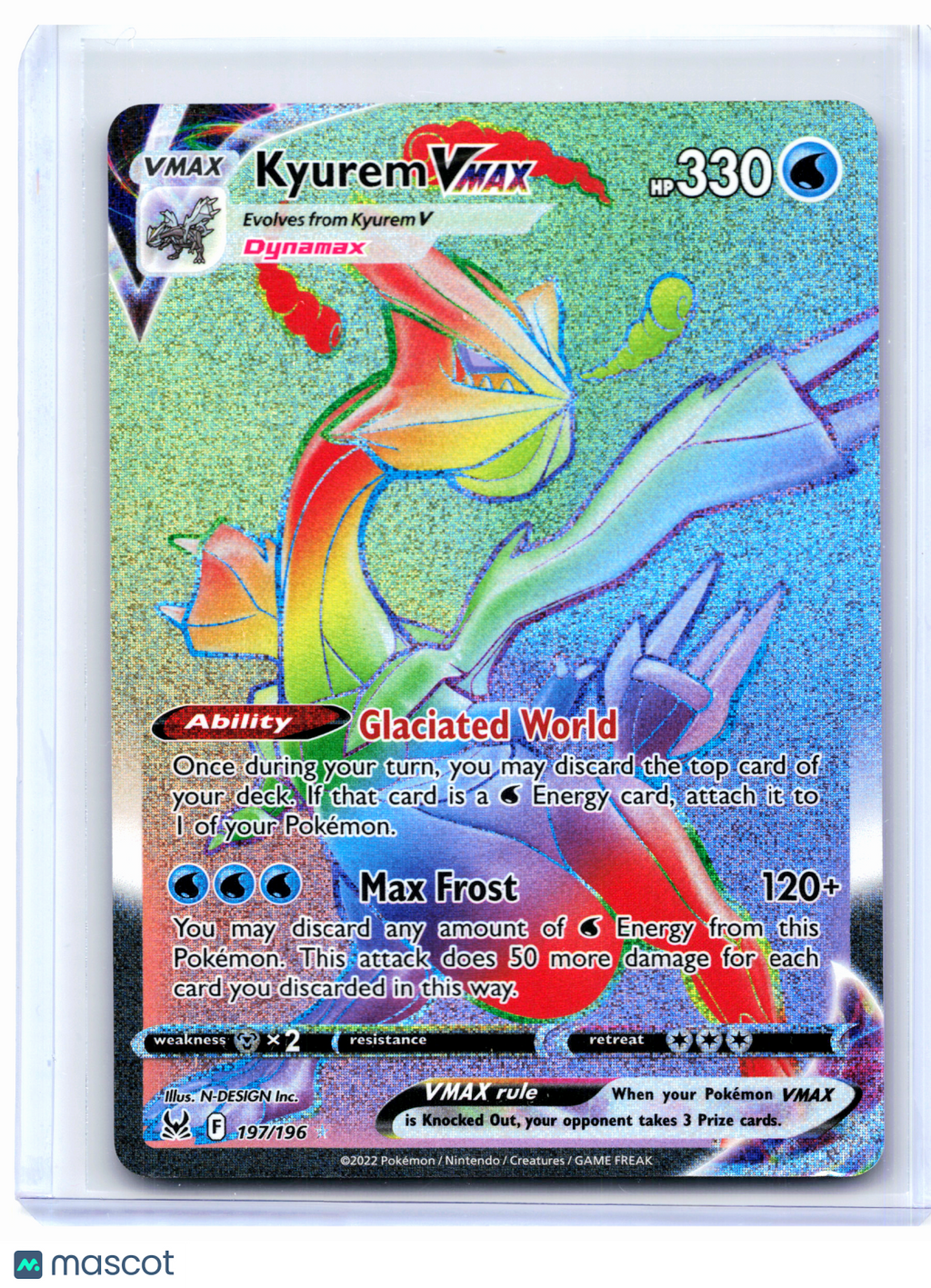 2022 Pokemon—Kyurem VMAX #197/196 Lost Origin—Secret Rare Rainbow [LP]