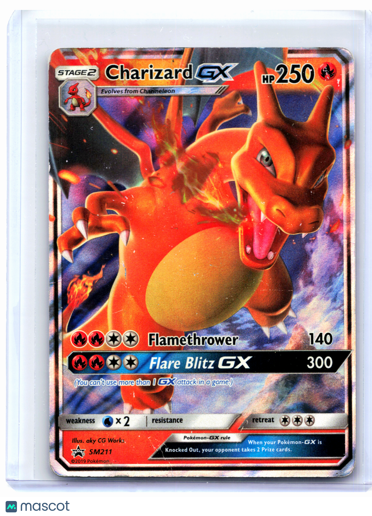 2019 Pokemon—Charizard GX #SM211 Sun & Moon Promos—Black Star Promo Holo [DMG]
