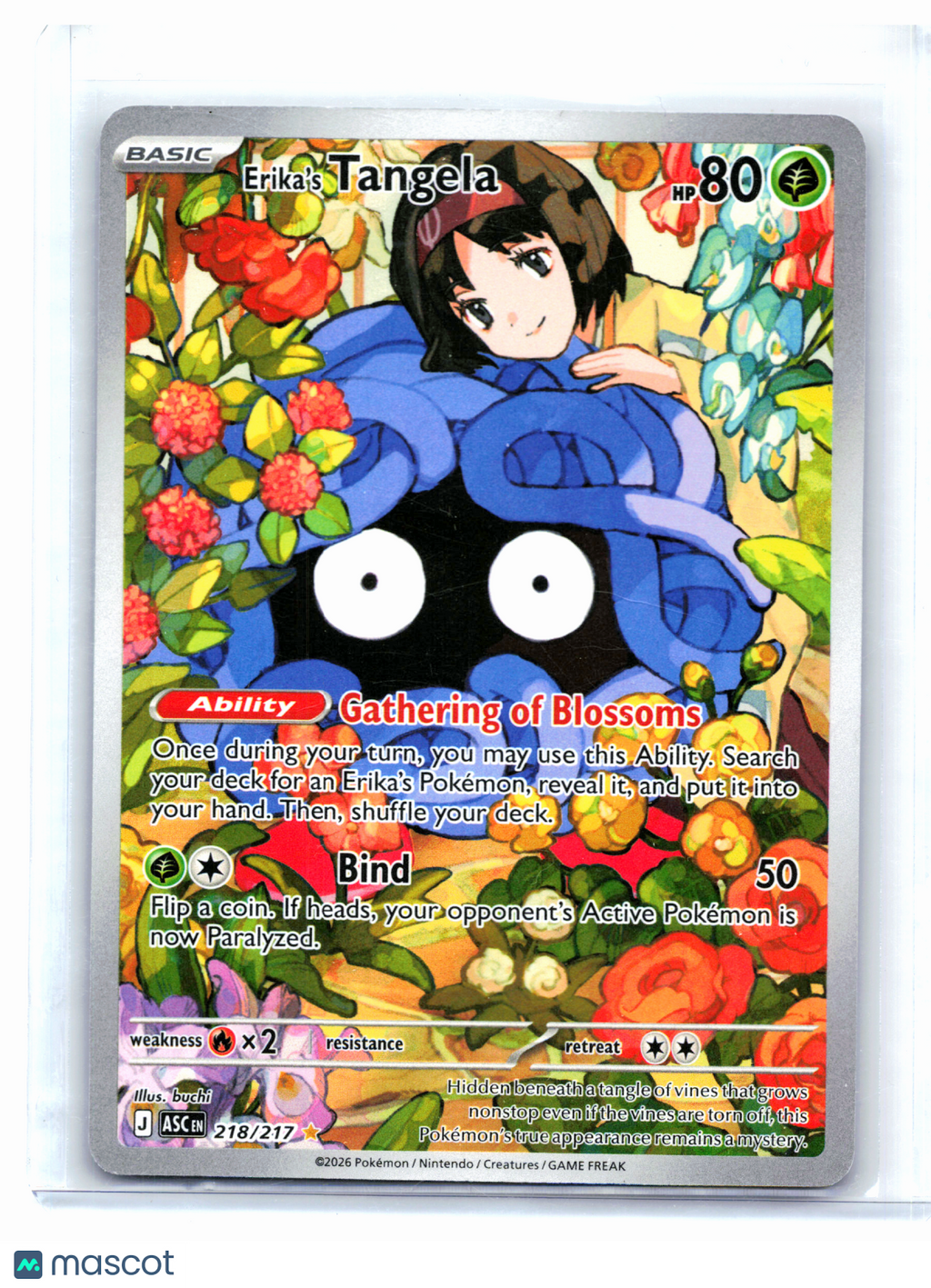 2026 Pokemon—Erika's Tangela #218/217 Ascended Heroes—Illustration Rare Holo