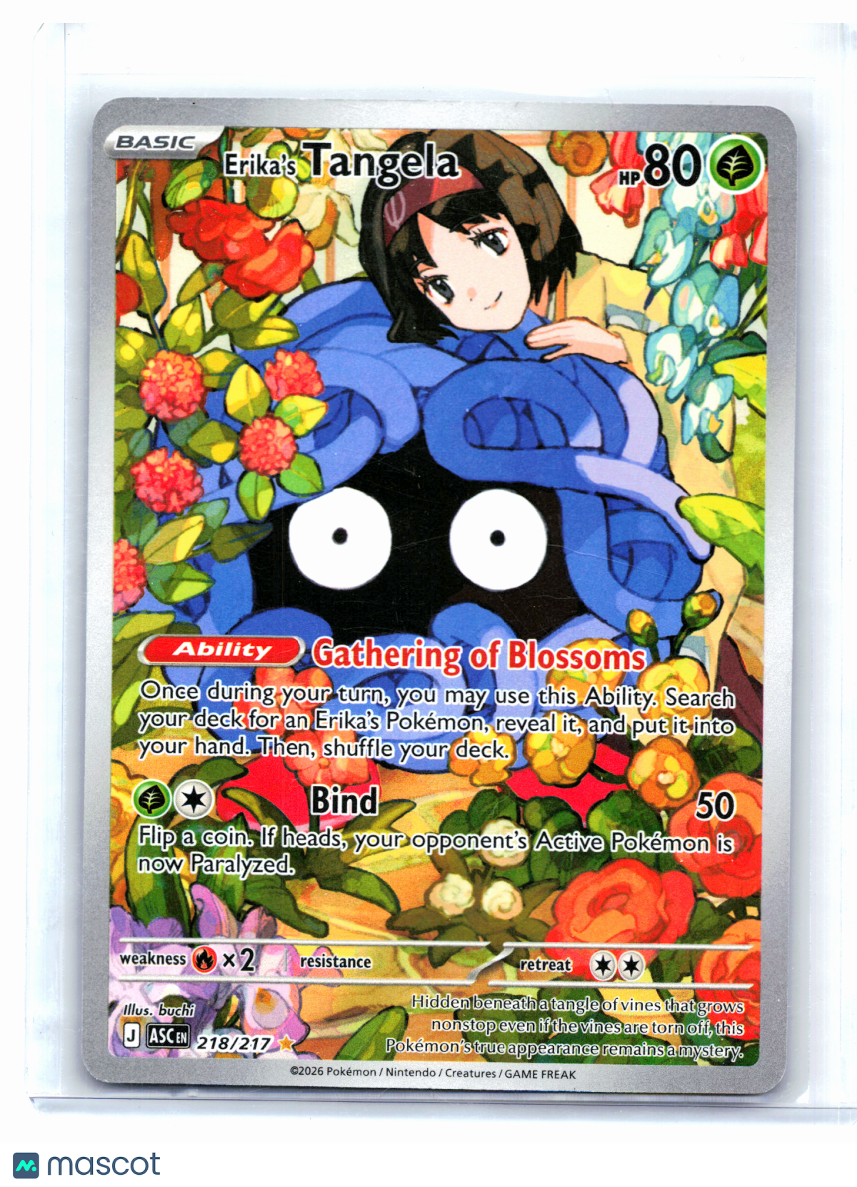 2026 Pokemon—Erika's Tangela #218/217 Ascended Heroes—Illustration Rare Holo