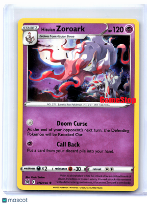 2022 Pokemon—Hisuian Zoroark (Gamestop Exclusive) #076/196 MCAP—Promo Holo