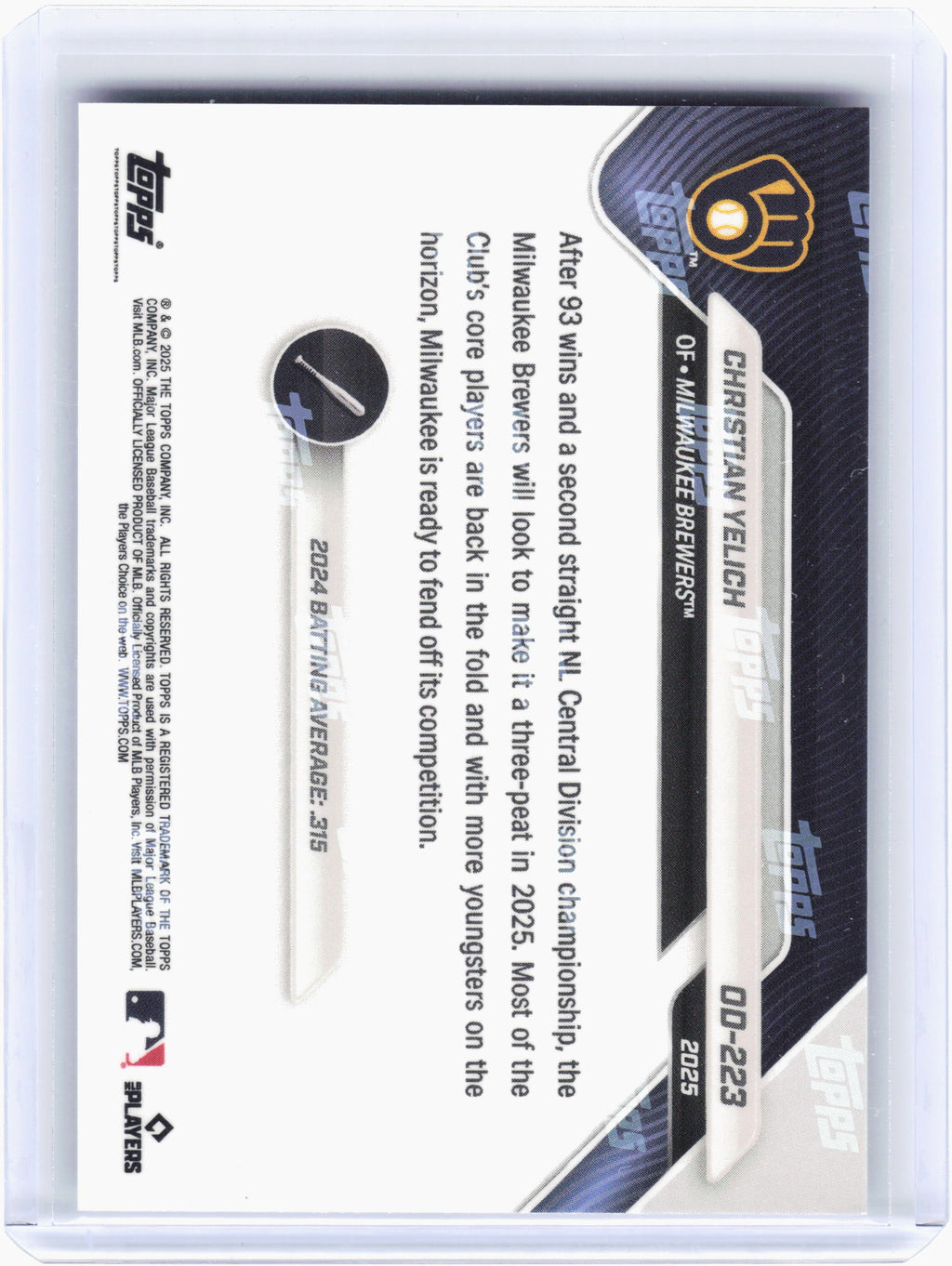 Topps 2025 Topps Now Baseball—Christian Yelich #OD-223 14/25—Excellent