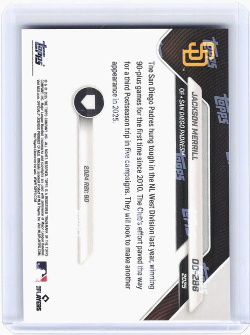 2025 Topps Road to Opening Day Baseball—Jackson Merrill #OD-286 20/25—Excellent