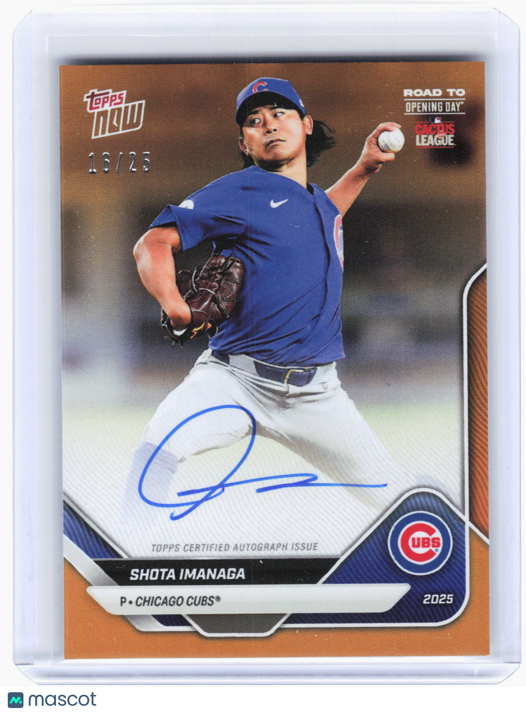 2025 Topps Now Road to Opening Day —Shota Imanaga #A-SI Orange Auto 16/25