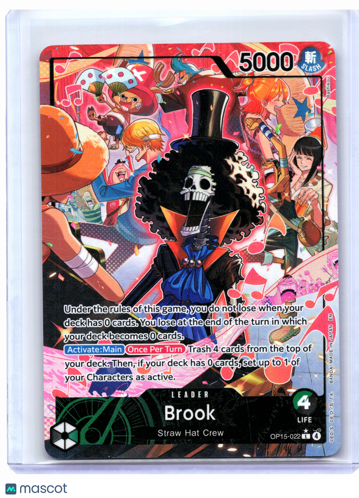 2026 One Piece—Brook (Alt Art) #OP15-022 Adventure on Kami's Island—Leader [LP]