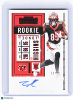 2020 Contenders Football—Tee Higgins #113 Red Zone Ticket Rookie Auto 20/23