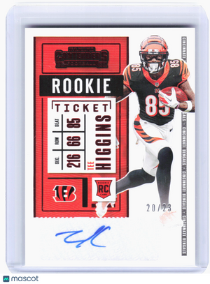 2020 Contenders Football—Tee Higgins #113 Red Zone Ticket Rookie Auto 20/23
