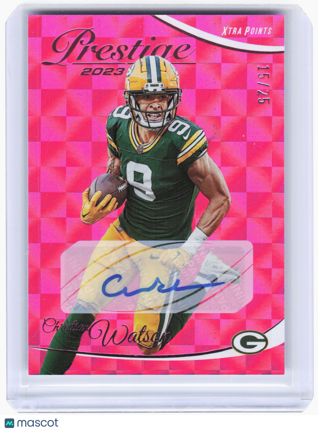 2023 Panini Prestige Football—Christian Watson #109 Xtra Points Pink Auto 15/25