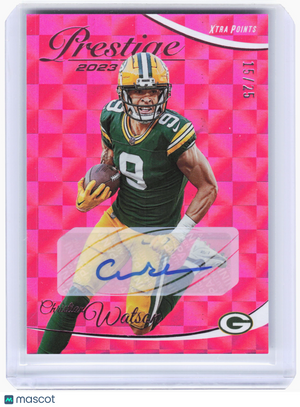 2023 Panini Prestige Football—Christian Watson #109 Xtra Points Pink Auto 15/25