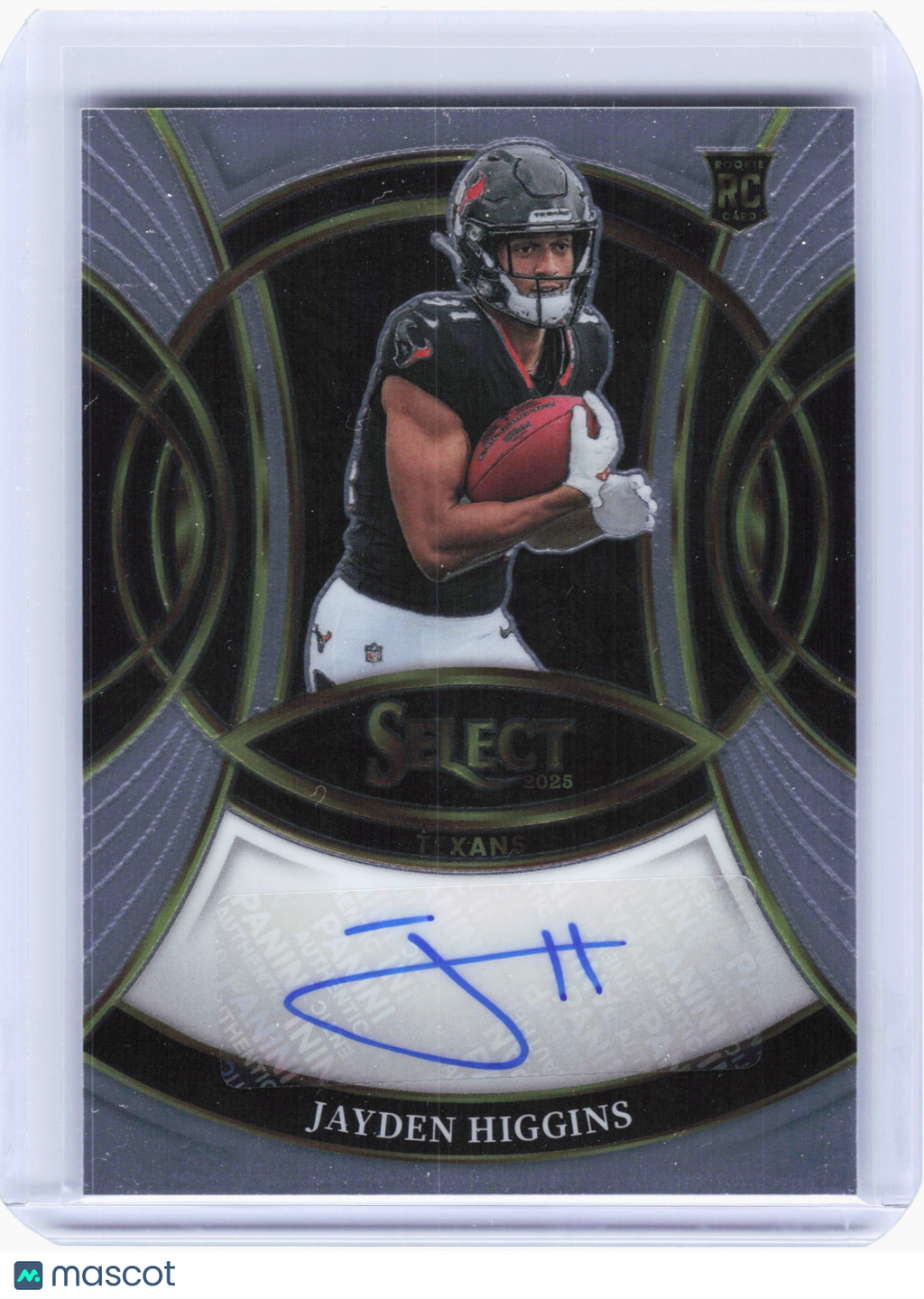 2025 Panini Select Football—Jayden Higgins #RSI-JHS Rookie Auto Texans
