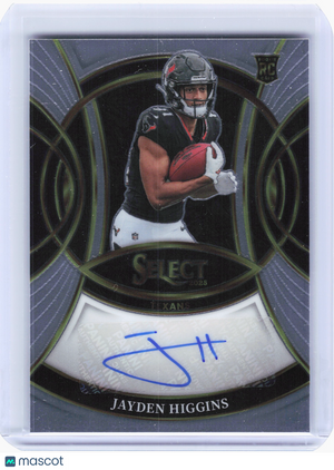 2025 Panini Select Football—Jayden Higgins #RSI-JHS Rookie Auto Texans