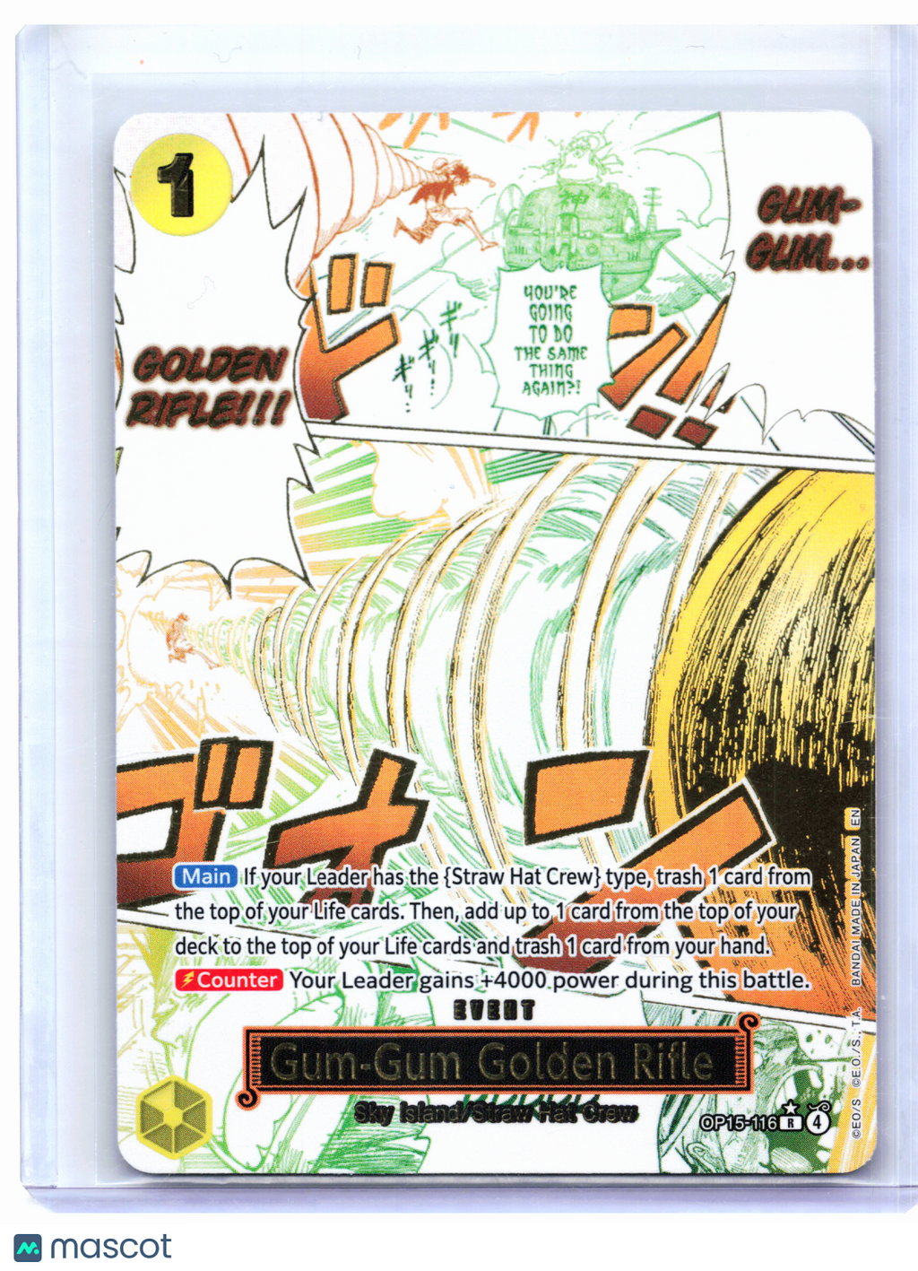 2026 One Piece—Gum-Gum Golden Rifle (Alternate Art) #OP15-116—Rare Foil