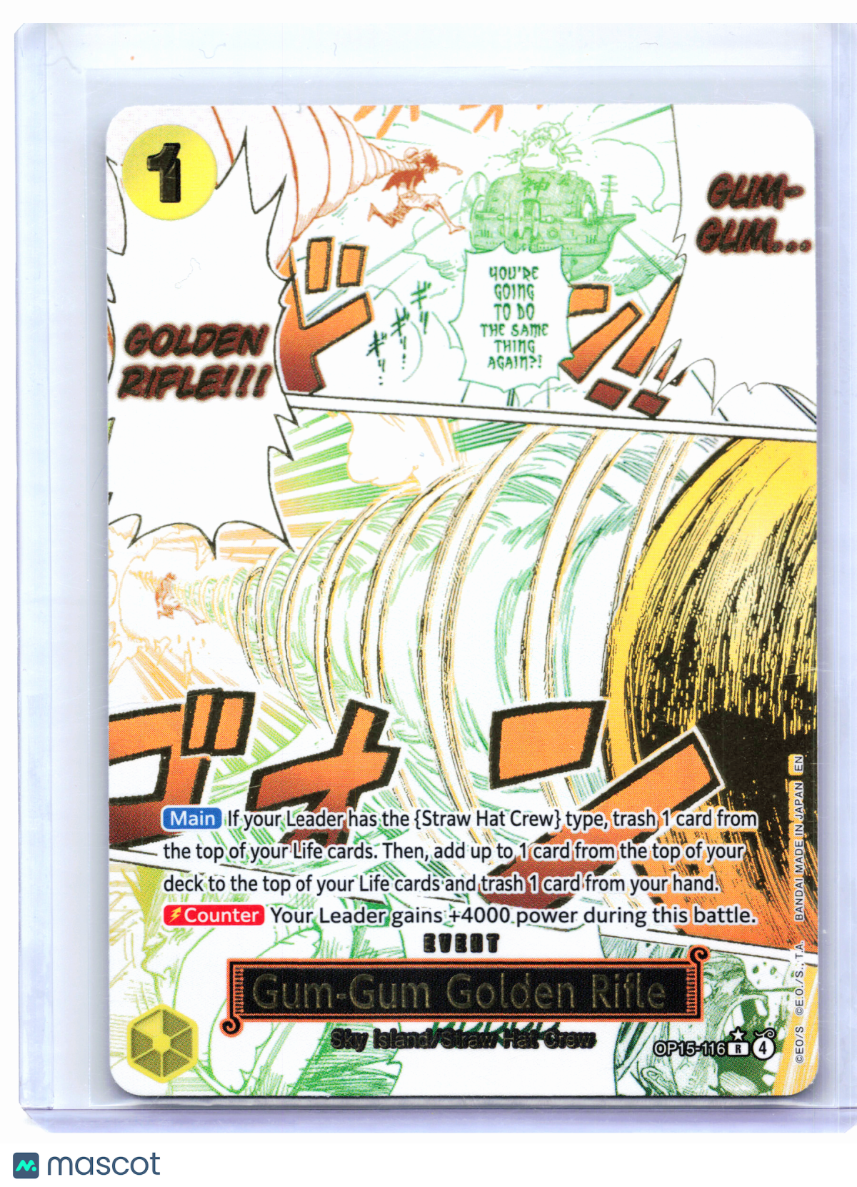 2026 One Piece—Gum-Gum Golden Rifle (Alternate Art) #OP15-116—Rare Foil