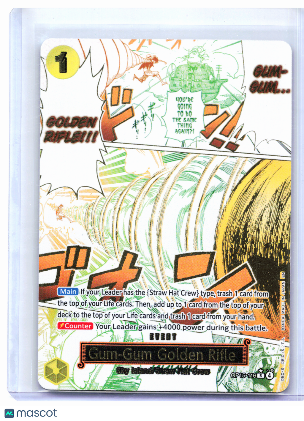 2026 One Piece—Gum-Gum Golden Rifle (Alternate Art) #OP15-116—Rare Foil