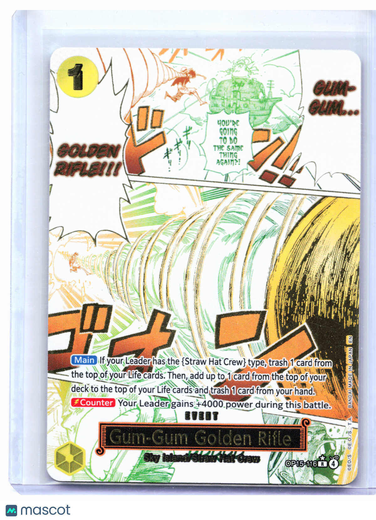 2026 One Piece—Gum-Gum Golden Rifle (Alternate Art) #OP15-116—Rare Foil