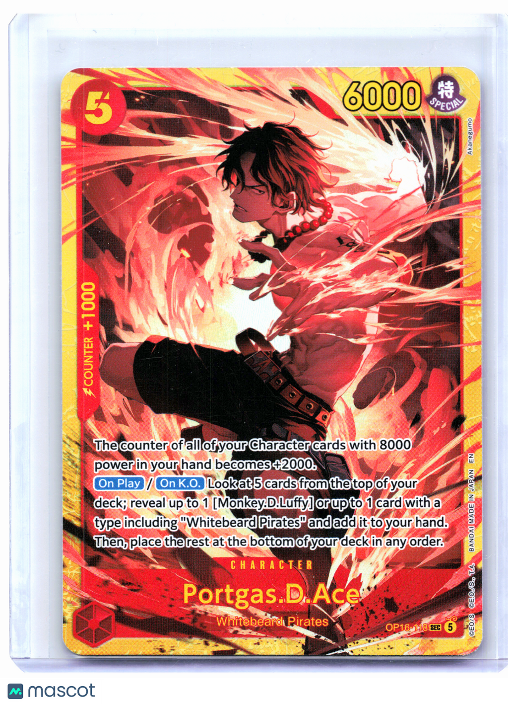 2026 One Piece—Portgas.D.Ace #OP16-118 The Time of Battle—Secret Rare Foil