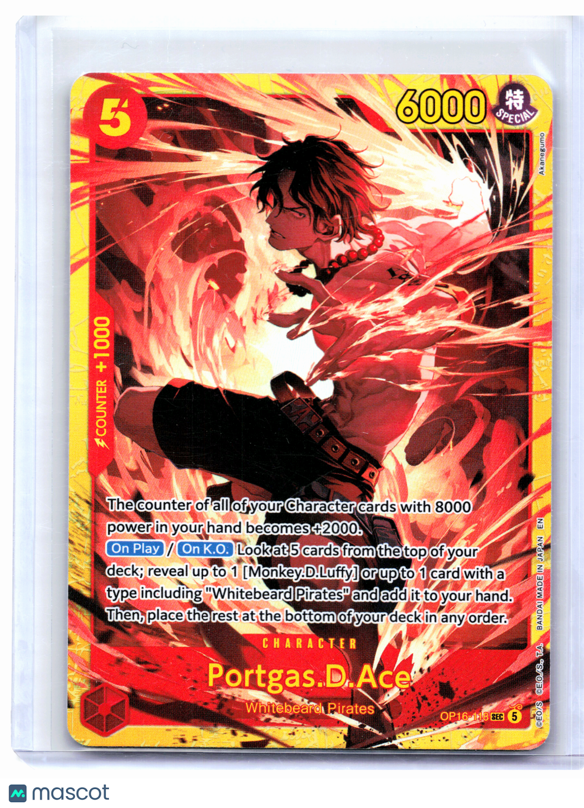2026 One Piece—Portgas.D.Ace #OP16-118 The Time of Battle—Secret Rare Foil