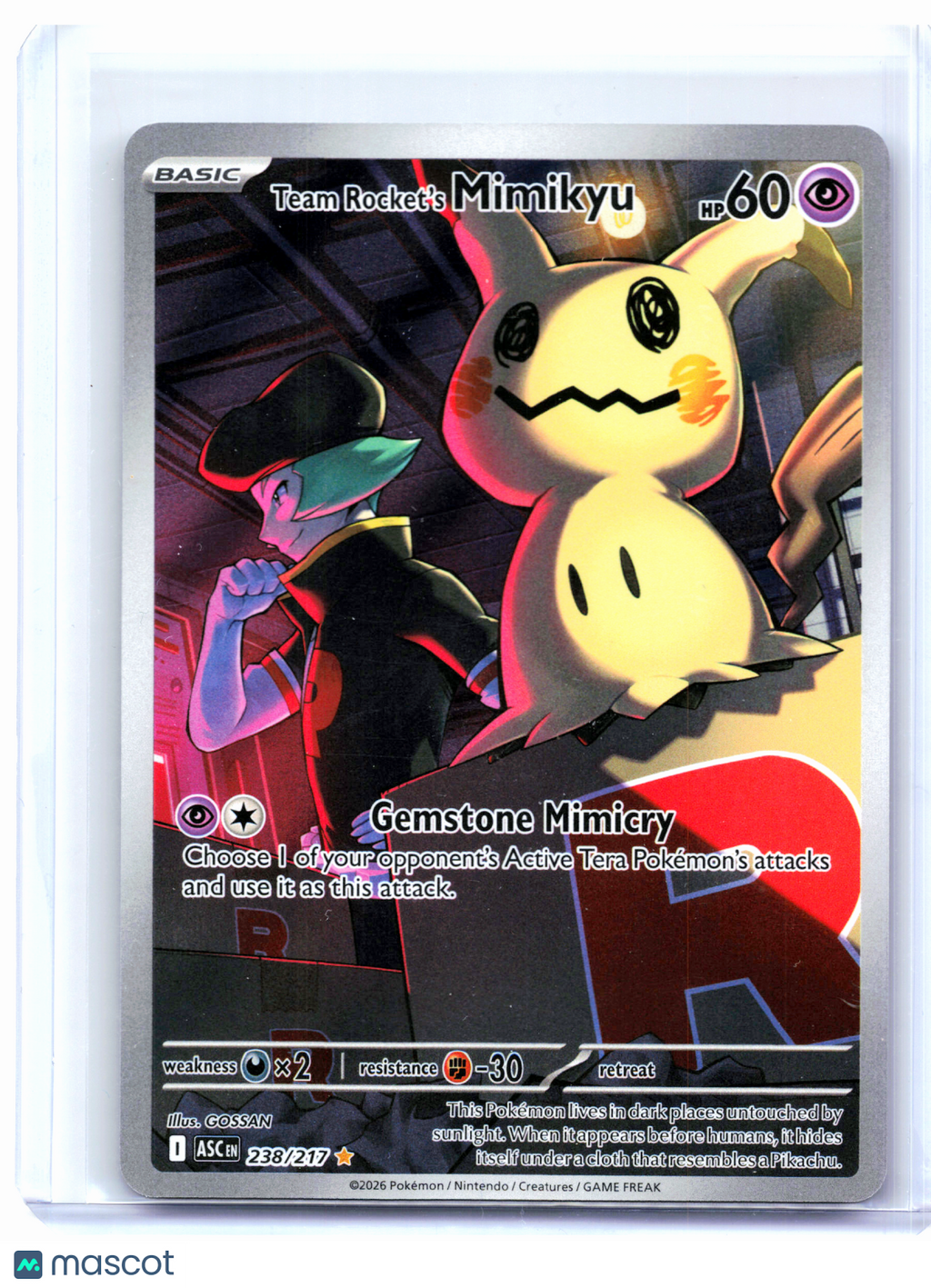 2026 Pokemon—Team Rocket's Mimikyu #238/217 Ascended Heroes—Illustration Rare