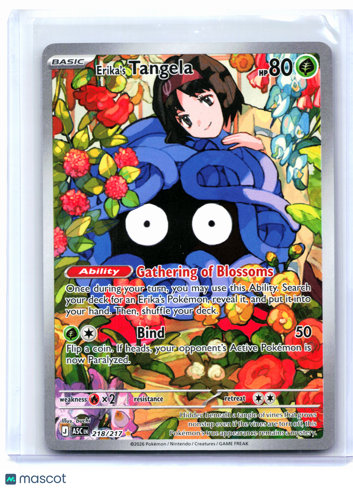 2026 Pokemon—Erika's Tangela #218/217 Ascended Heroes—Illustration Rare Holo