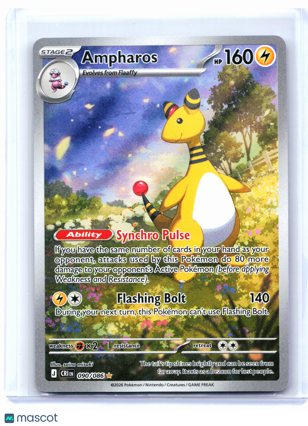 2026 Pokemon—Ampharos #090/086 Chaos Rising—Illustration Rare Holo