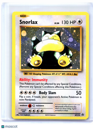 2016 Pokemon—Snorlax #XY179 XY Promos—Black Star Promo Holo [Moderately Played]
