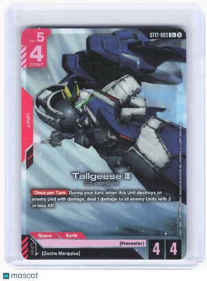 2026 Gundam Card Game—Tallgeese III #ST12-003 Raging Onslaught—Common+ Foil