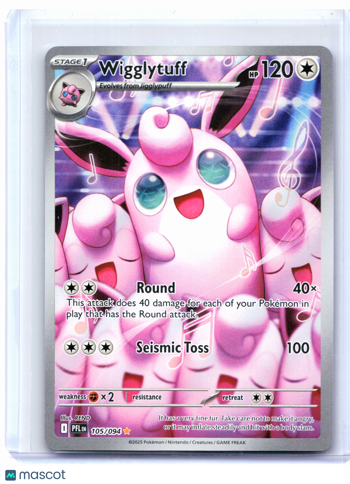 2025 Pokemon—Wigglytuff #105/094 Phantasmal Flames—Illustration Rare Holo