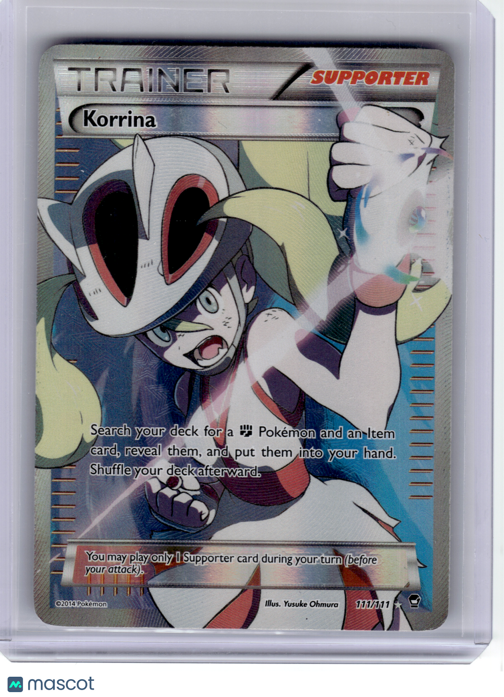2014 Pokemon—Korrina #111 Furious Fists—Ultra Rare Holo [Heavily Played]