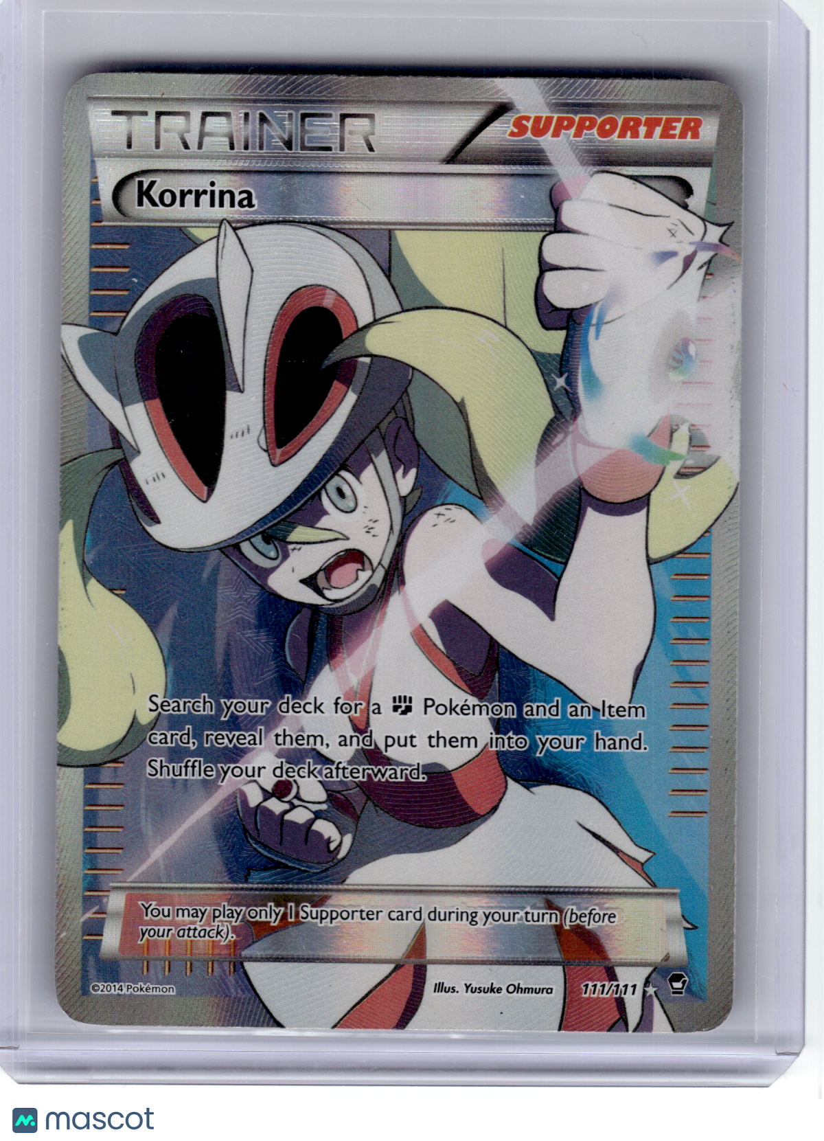 2014 Pokemon—Korrina #111 Furious Fists—Ultra Rare Holo [Heavily Played]