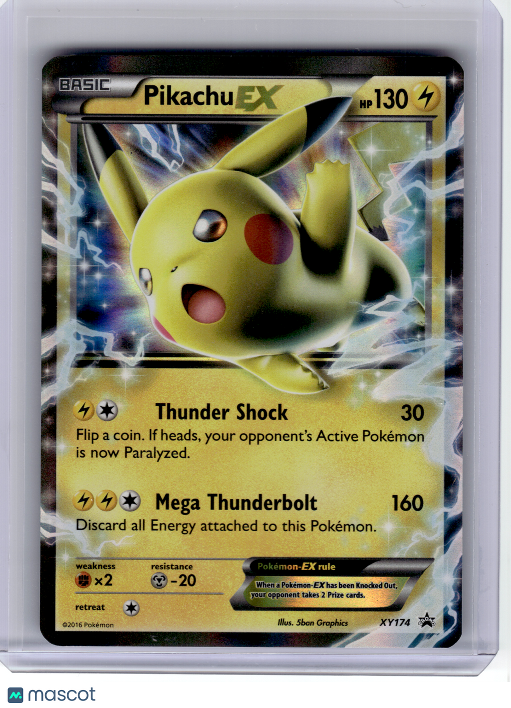 2016 Pokemon—Pikachu EX #XY174 XY—Black Star Promo Holo [Lightly Played]
