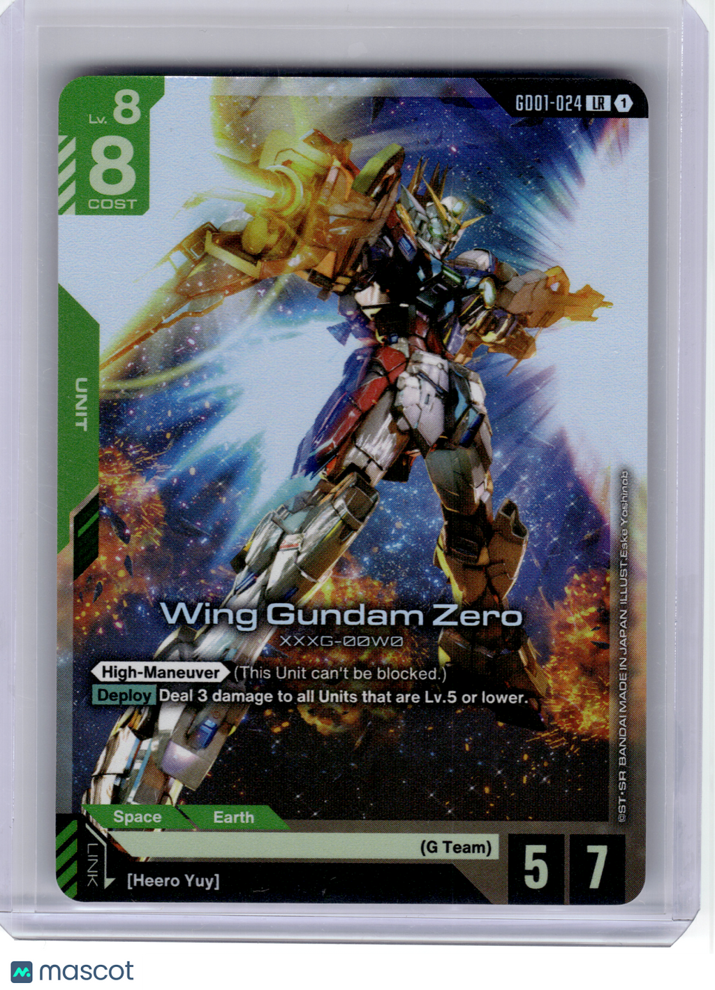 2025 Gundam Card Game—Wing Gundam Zero #24 Newtype Rising—Legendary Rare Foil