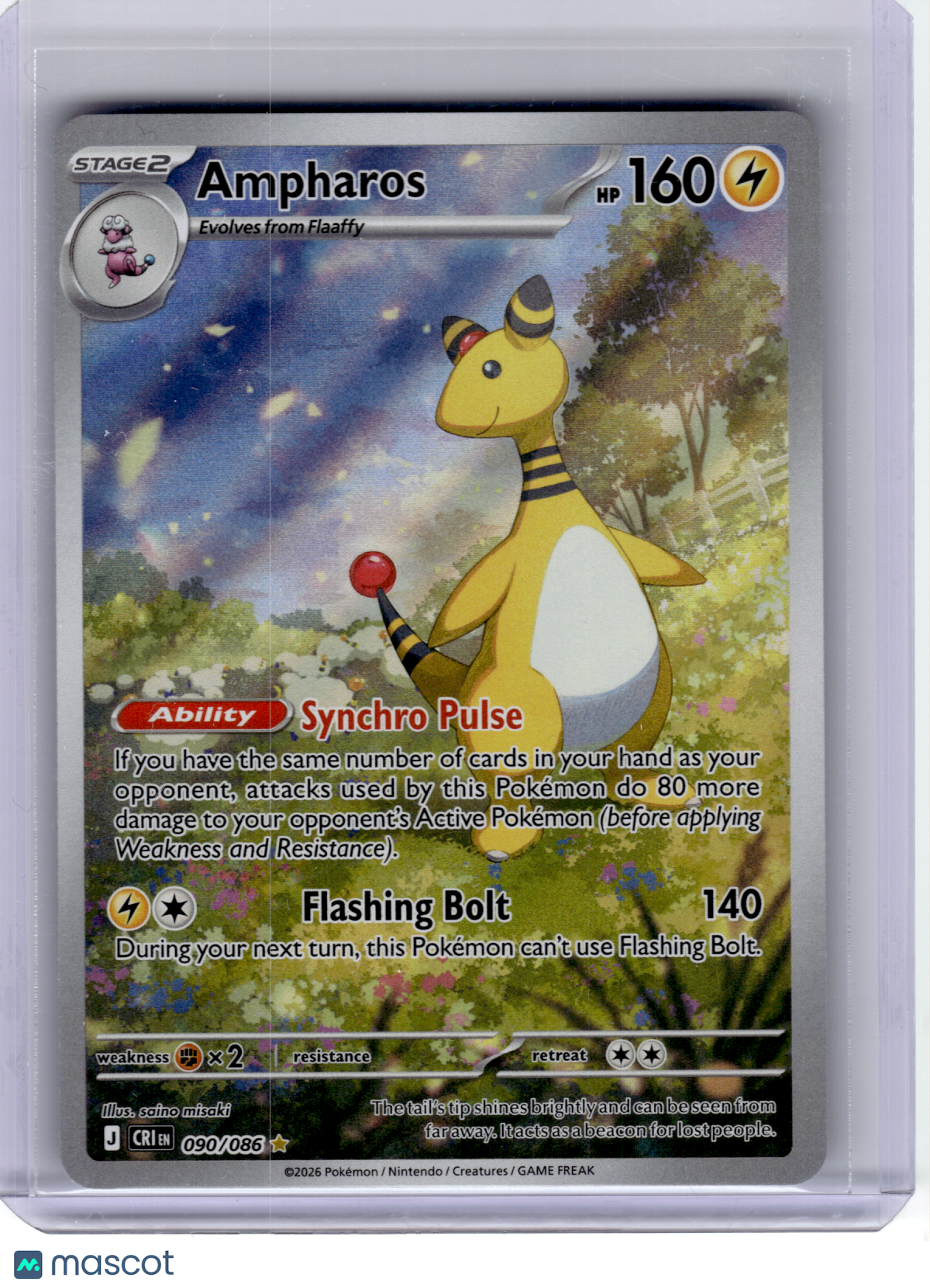 2026 Pokemon—Ampharos #90 Chaos Rising—Illustration Rare Holo