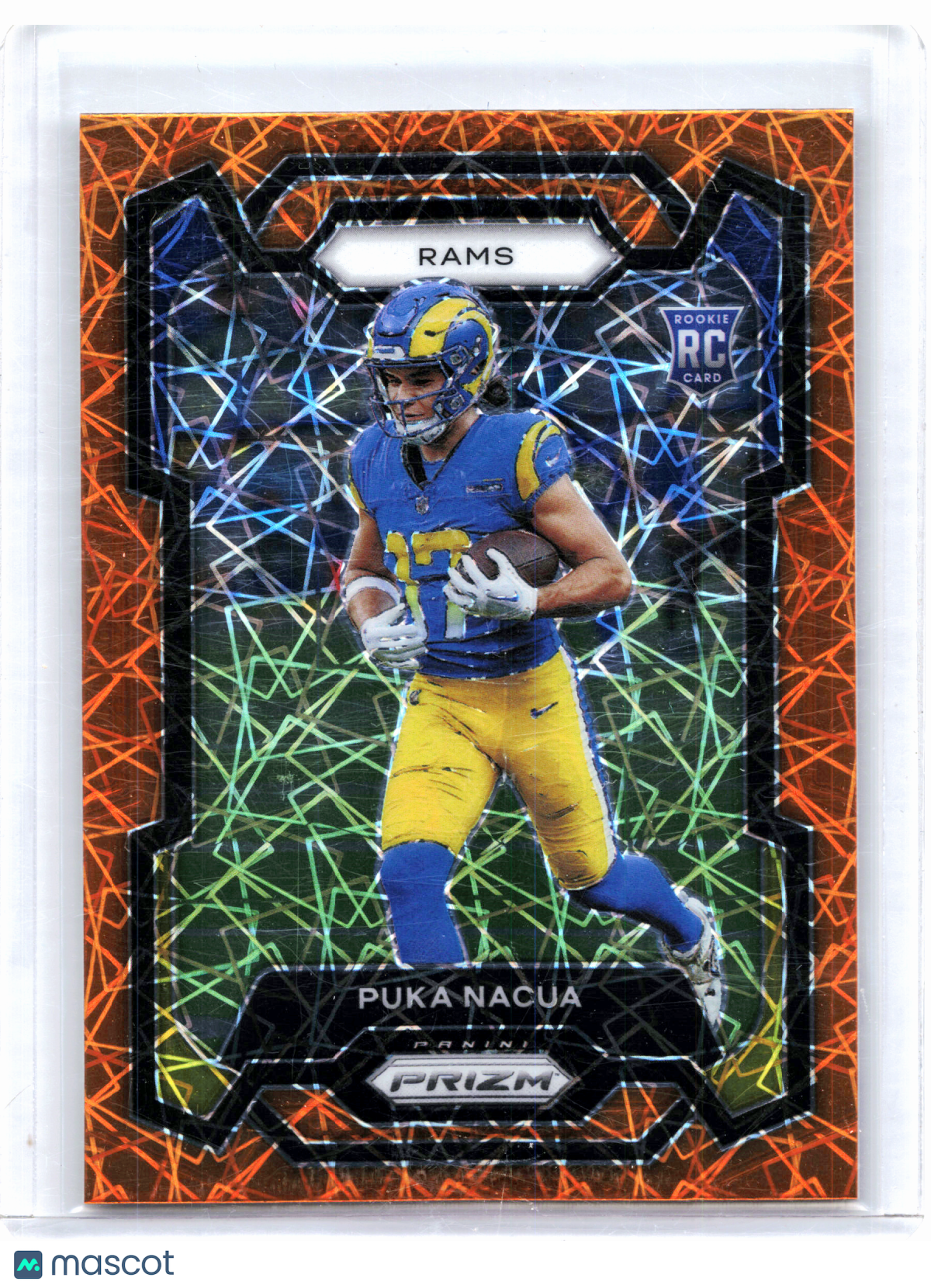 2023 Panini Prizm Football—Puka Nacua #357 Orange Lazer Rookie RC Rams