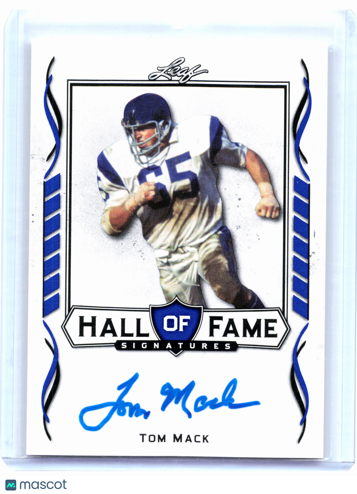2021 Leaf Hall of Fame Signatures Football—Tom Mack #HOF-TM1 Blue Auto
