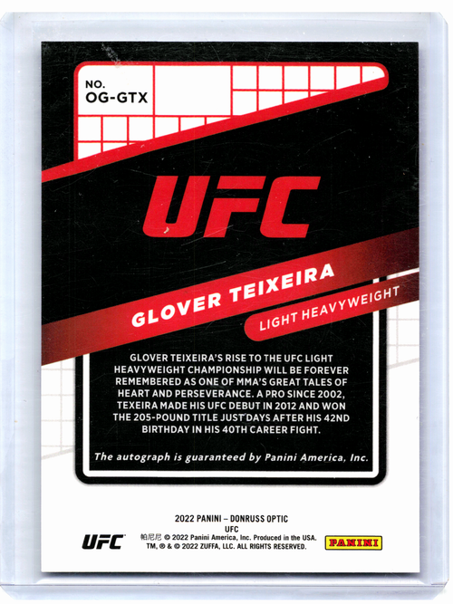 2022 Panini Donruss Optic UFC—Glover Teixeira Opti-Graphs Auto #OG-GTX